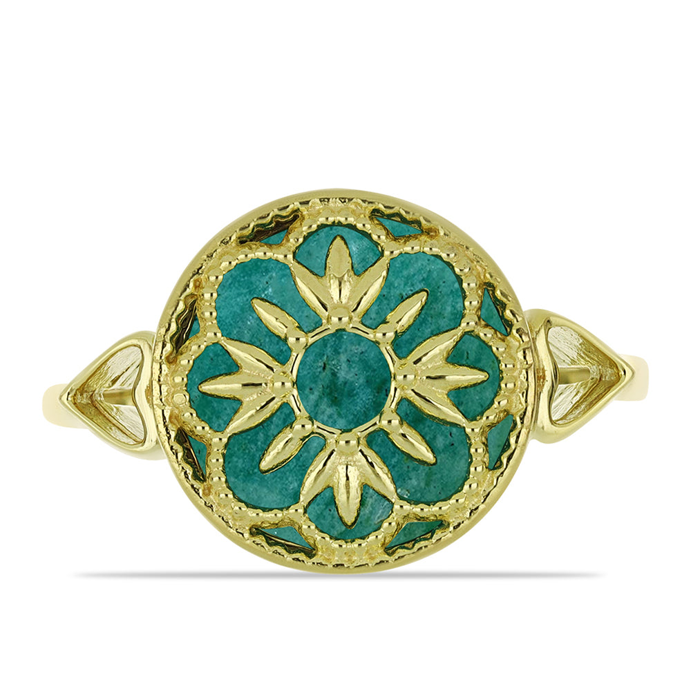 Anillo de Plata Bañada en Oro con Amazonita 1 