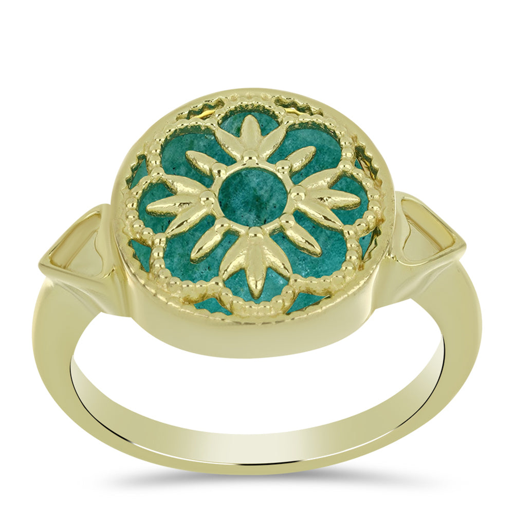 Anillo de Plata Bañada en Oro con Amazonita