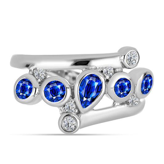 Anillo de Plata con Zafiro Azul Australiano y Topacio Blanco
