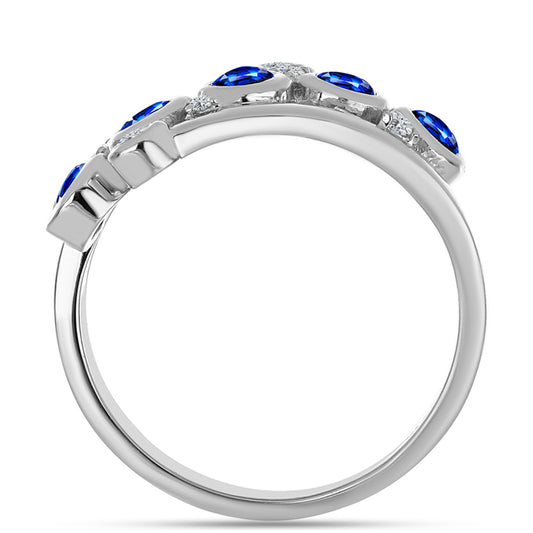 Anillo de Plata con Zafiro Azul Australiano y Topacio Blanco