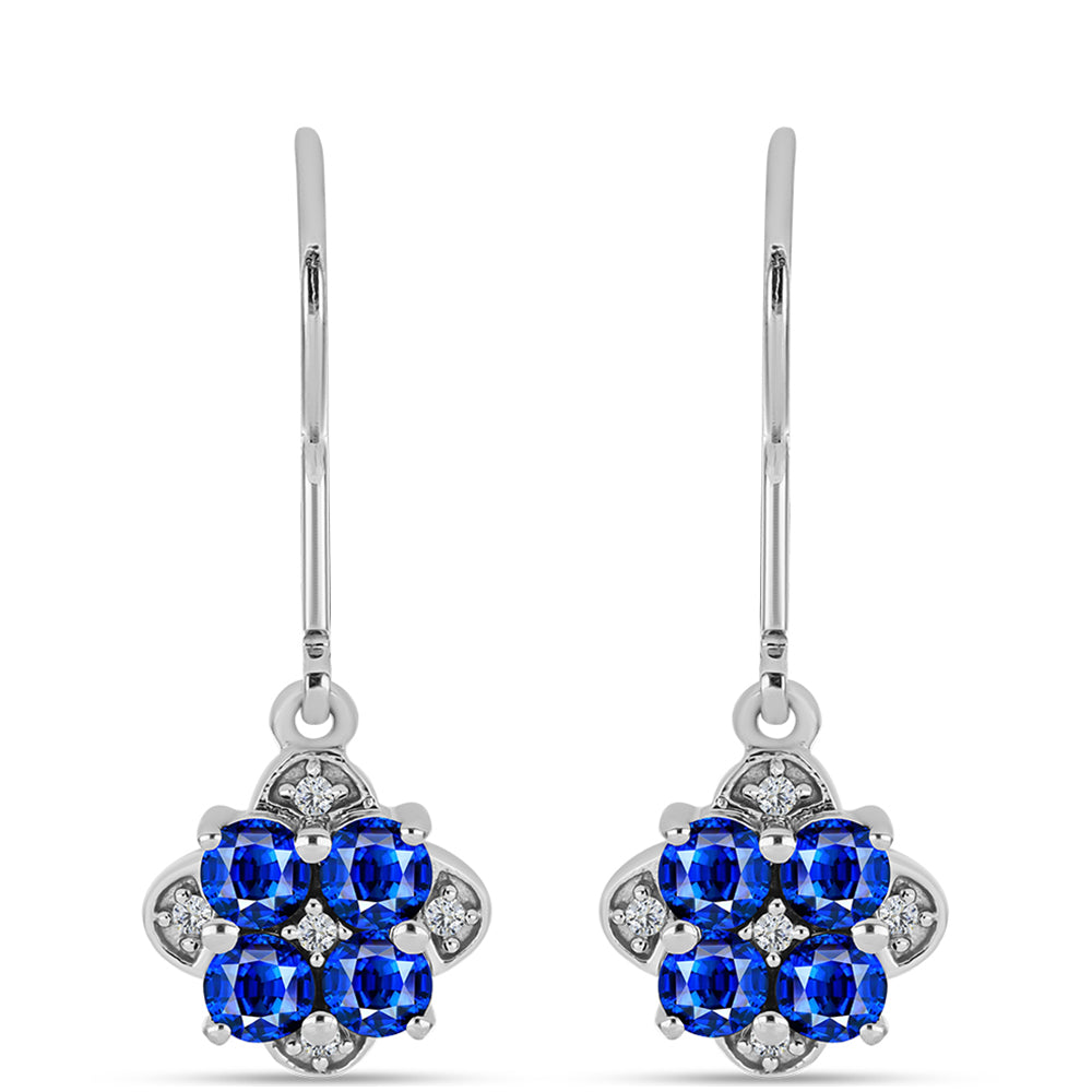 Pendientes de Plata con Zafiro Azul Australiano y Topacio Blanco