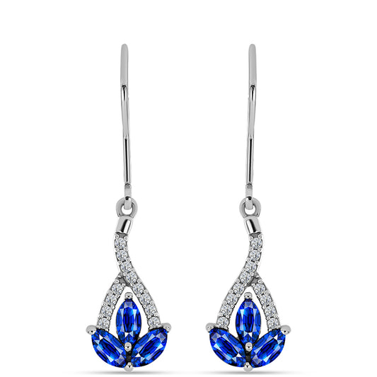 Pendientes de Plata con Zafiro Azul Australiano y Topacio Blanco