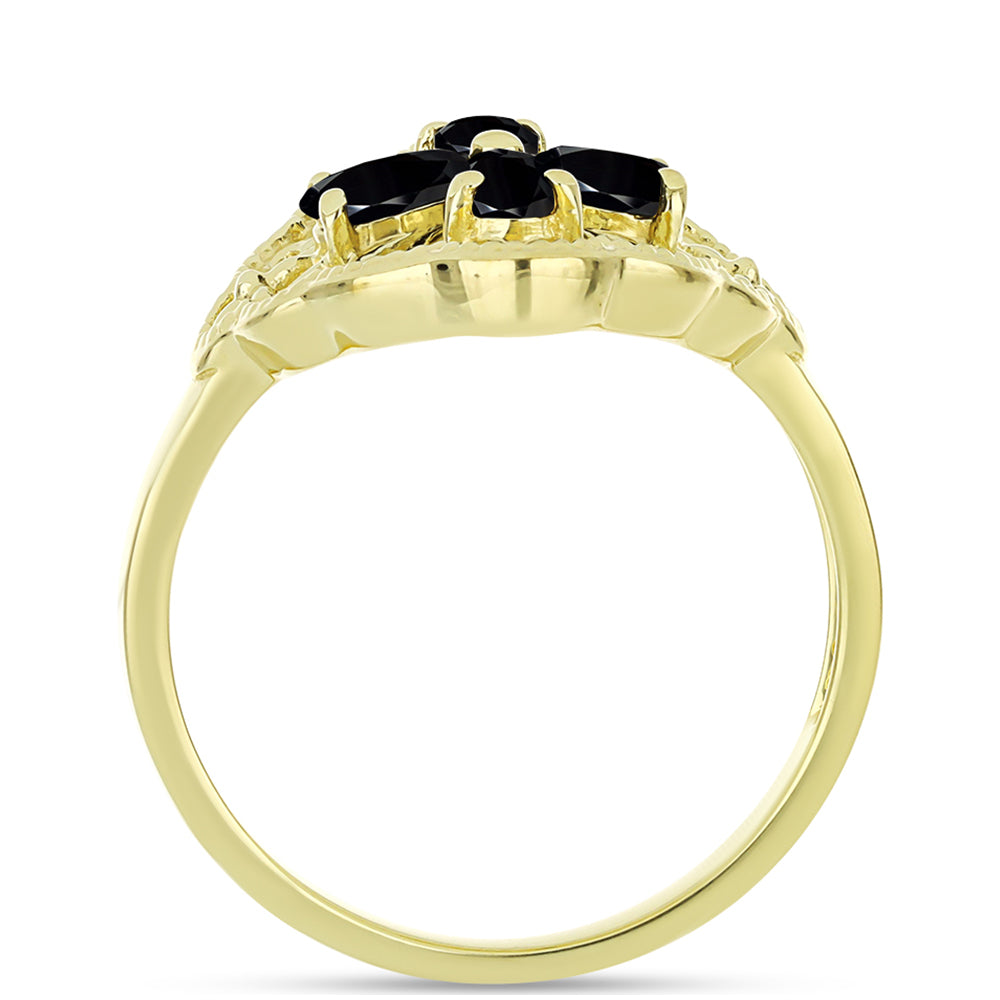 Anillo de Plata Bañada en Oro con Espinela Negra