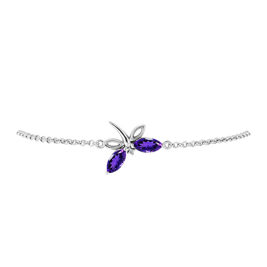 Pulsera de Plata con Amatista de Marruecos y Topacio Blanco