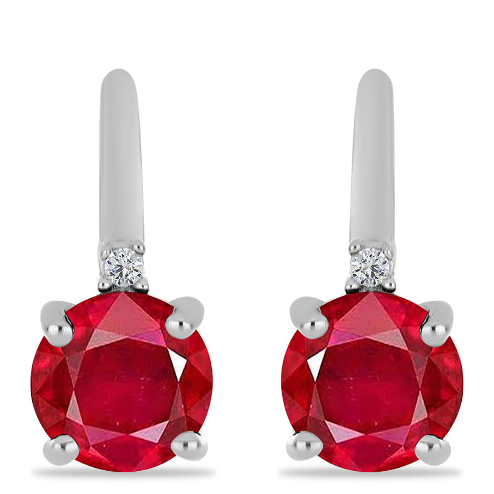 Pendientes de Plata con Ágata Roja y Topacio Blanco