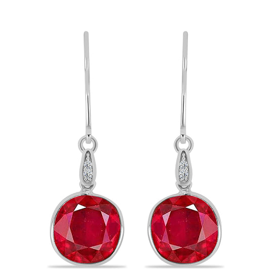 Pendientes de Plata con Ágata Roja y Topacio Blanco