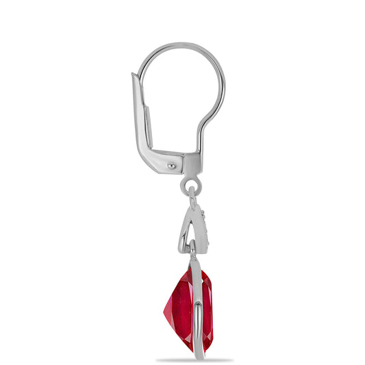 Pendientes de Plata con Ágata Roja y Topacio Blanco