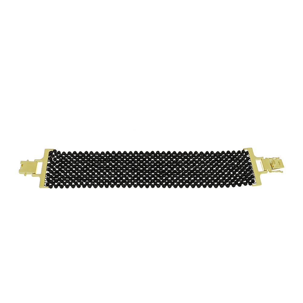 Pulsera de Plata Bañada en Oro con Espinela Negra 2 