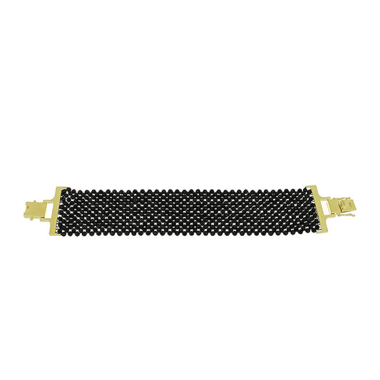 Pulsera de Plata Bañada en Oro con Espinela Negra