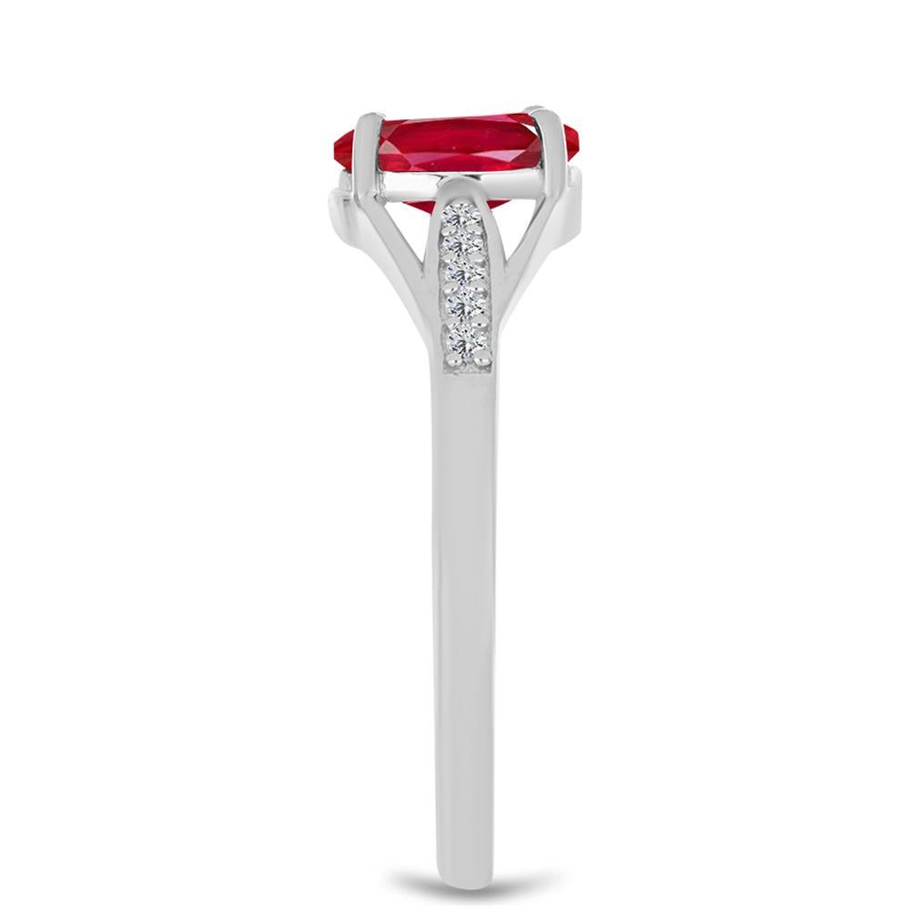 Anillo de Plata con Ágata Roja y Topacio Blanco 4 