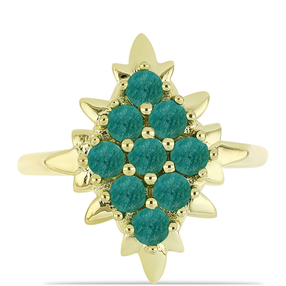 Anillo de Plata Bañada en Oro con Amazonita 1 