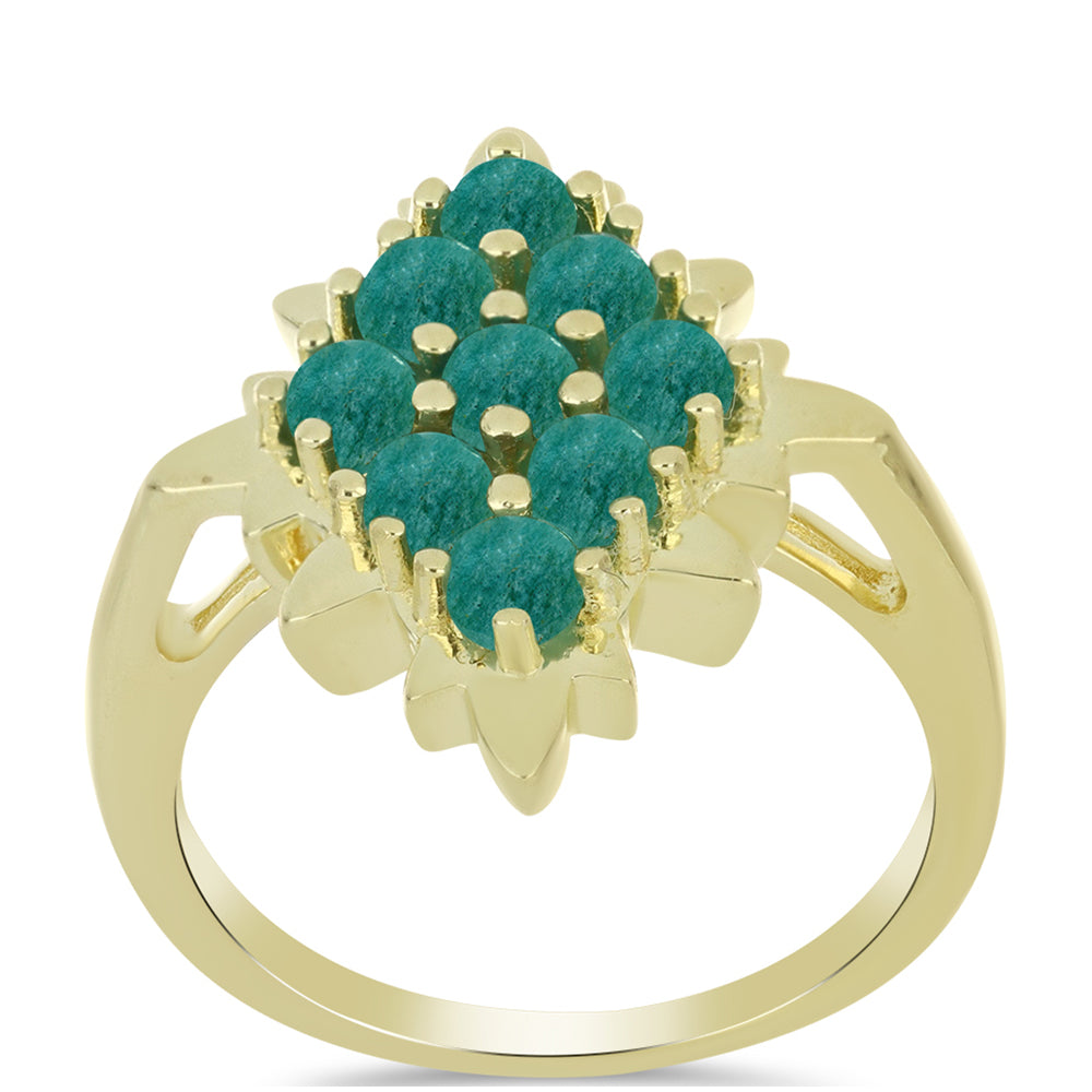 Anillo de Plata Bañada en Oro con Amazonita 3 