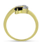 Anillo de Plata Bañada en Oro con Espinela Negra y Topacio Blanco