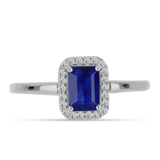 Anillo de Plata con Zafiro Azul Australiano y Topacio Blanco