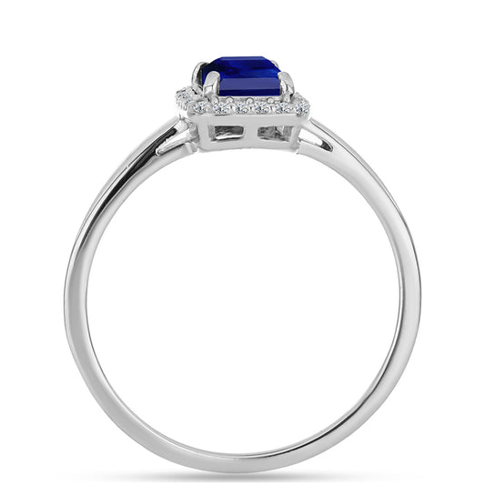 Anillo de Plata con Zafiro Azul Australiano y Topacio Blanco