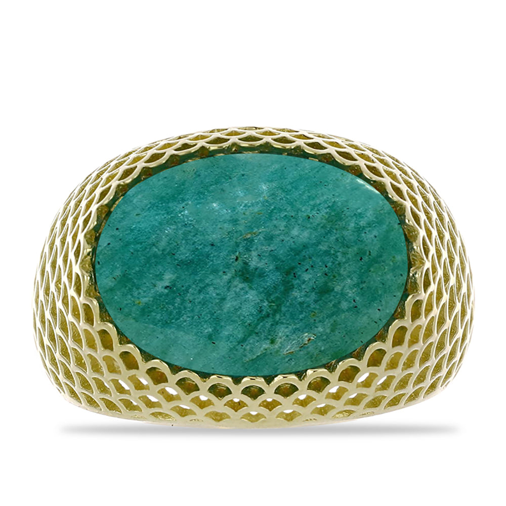 Anillo de Plata Bañada en Oro con Amazonita