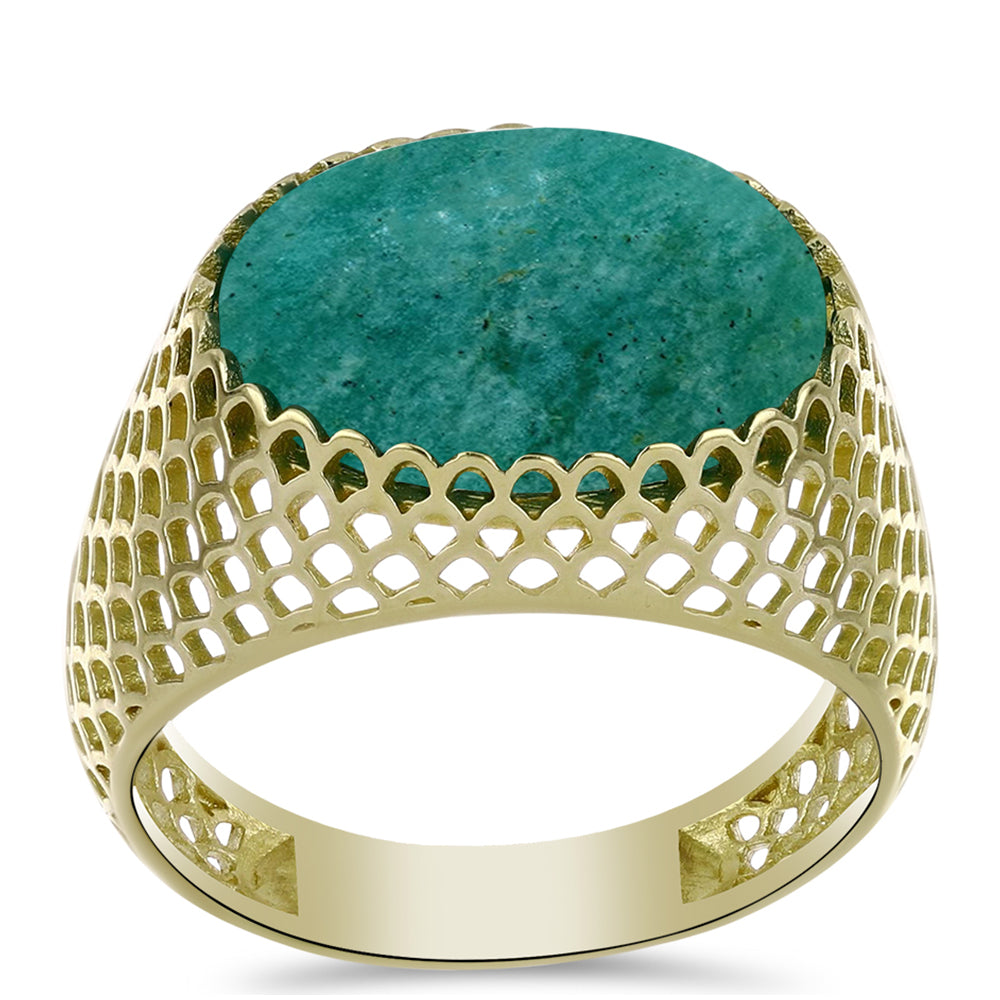 Anillo de Plata Bañada en Oro con Amazonita 3 