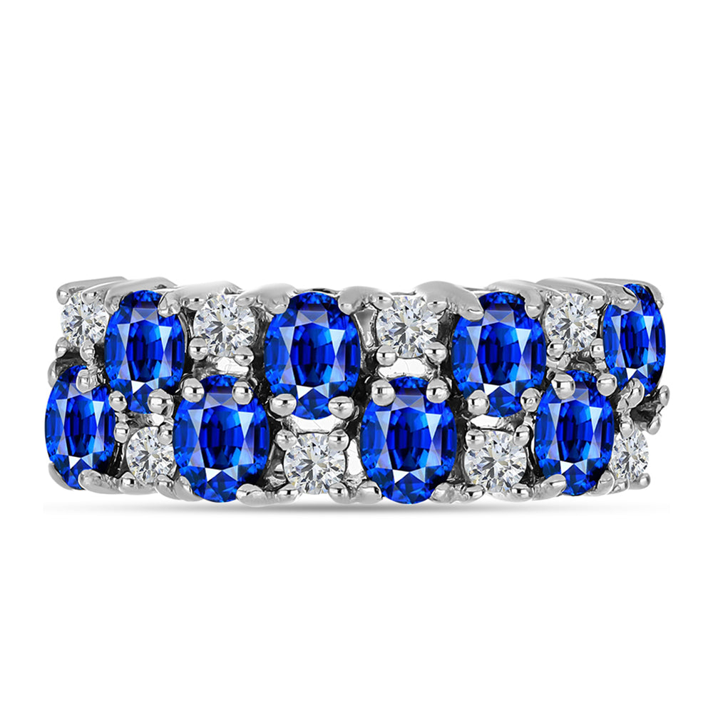 Anillo de Plata con Zafiro Azul Australiano y Topacio Blanco