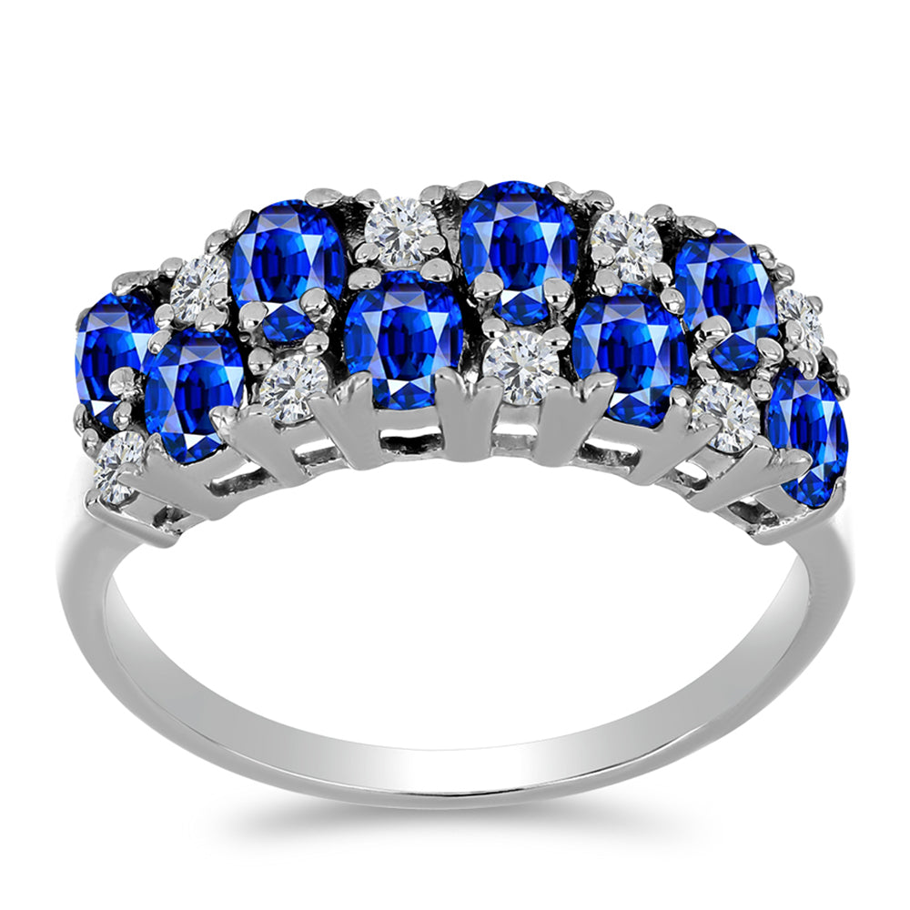 Anillo de Plata con Zafiro Azul Australiano y Topacio Blanco