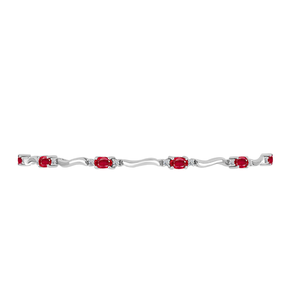 Pulsera de Plata con Ágata Roja y Topacio Blanco 2 
