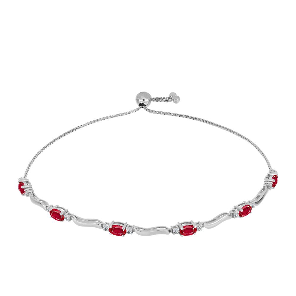 Pulsera de Plata con Ágata Roja y Topacio Blanco