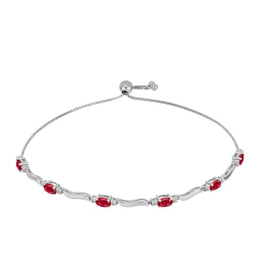 Pulsera de Plata con Ágata Roja y Topacio Blanco