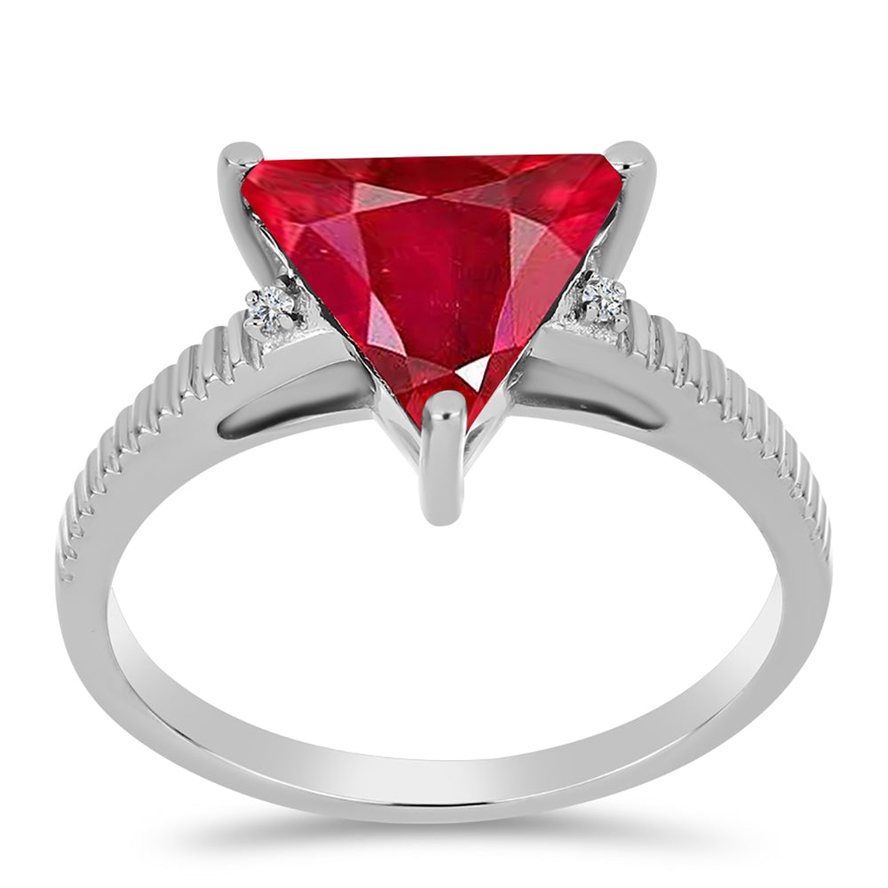 Anillo de Plata con Ágata Roja y Topacio Blanco