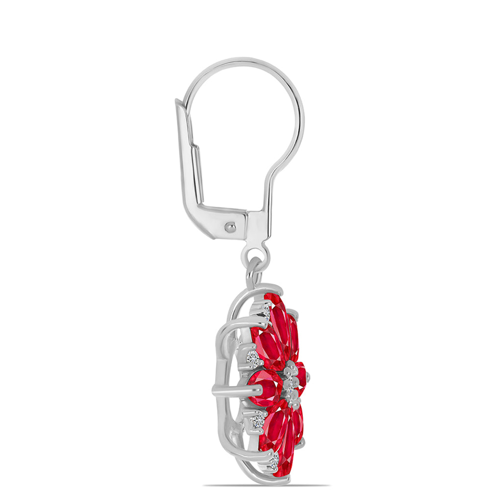 Pendientes de Plata con Ágata Roja y Topacio Blanco 2 