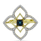 Anillo de Plata Bañada en Oro con Diamante Azul y Topacio Blanco