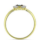 Anillo de Plata Bañada en Oro con Diamante Azul y Topacio Blanco