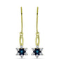 Pendientes de Plata Bañada en Oro con Diamante Azul y Topacio Blanco