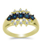 Anillo de Plata Bañada en Oro con Diamante Azul y Topacio Blanco