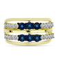 Anillo de Plata Bañada en Oro con Diamante Azul y Topacio Blanco