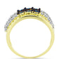 Anillo de Plata Bañada en Oro con Diamante Azul y Topacio Blanco