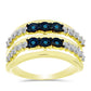 Anillo de Plata Bañada en Oro con Diamante Azul y Topacio Blanco