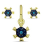 Conjunto de Plata Bañada en Oro con Diamante Azul ( Pendientes +Colgante )