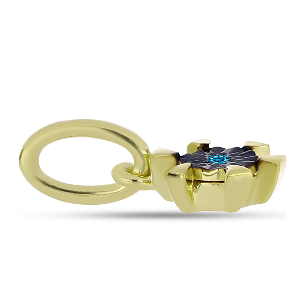 Conjunto de Plata Bañada en Oro con Diamante Azul ( Pendientes +Colgante ) 5 