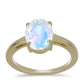 Anillo de Plata Bañada en Oro con Piedra Lunar Arco Iris