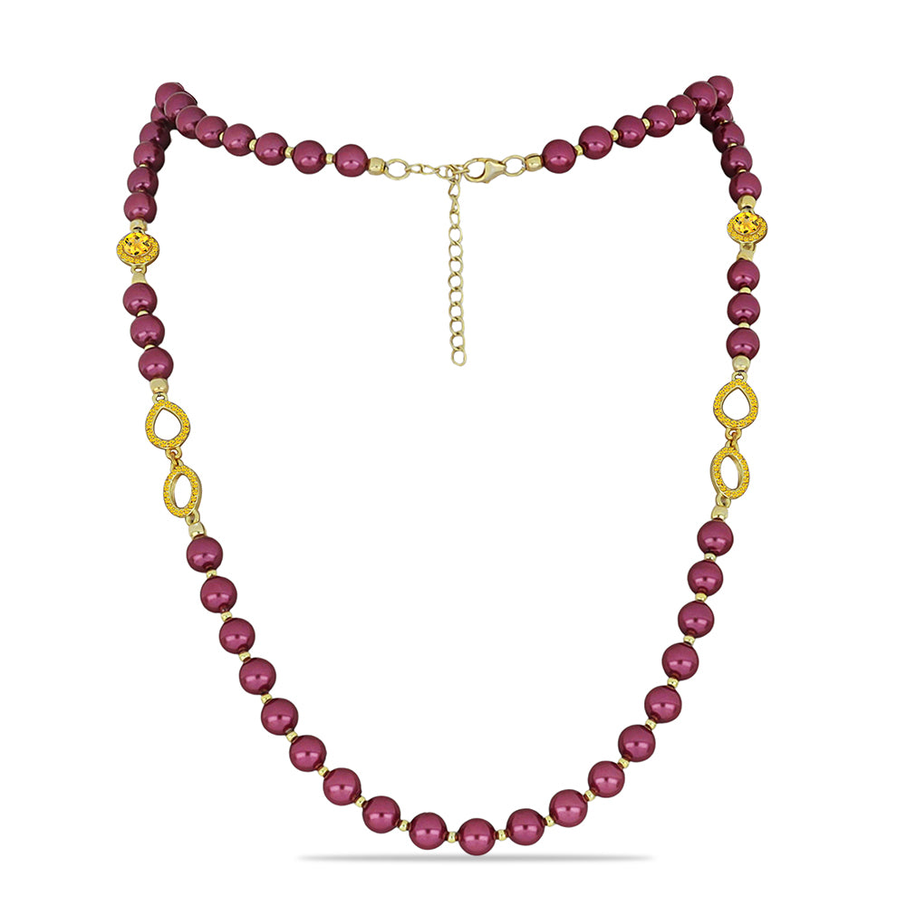 Collar de Plata Bañada en Oro con Perla Púrpura de Agua dulce y Citrino de los Montes Urales 1 
