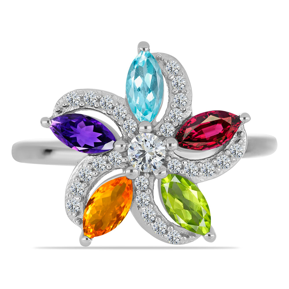 Anillo de Plata con Amatista de Marruecos y Peridoto de Changbai 1 