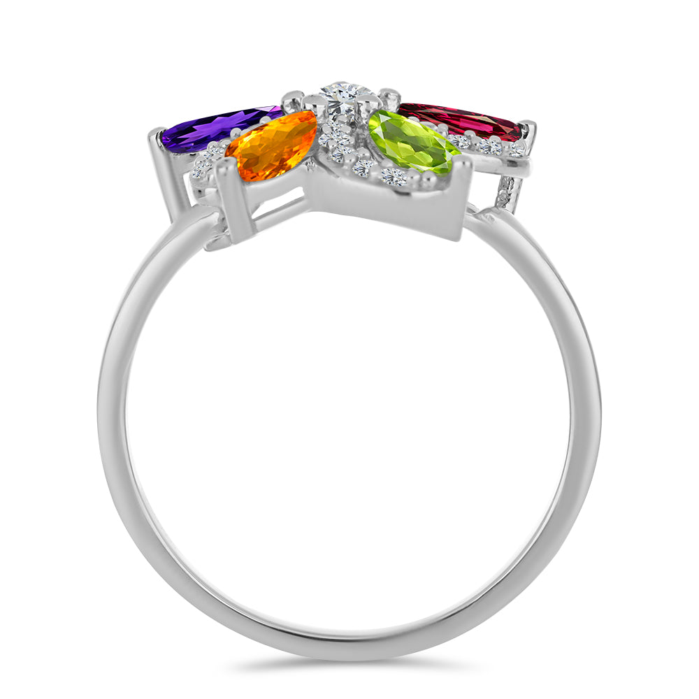 Anillo de Plata con Amatista de Marruecos y Peridoto de Changbai 2 