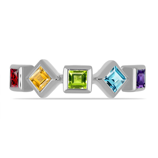 Anillo de Plata con Amatista de Marruecos y Peridoto de Changbai