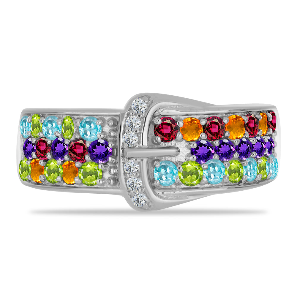 Anillo de Plata con Amatista de Marruecos y Peridoto de Changbai