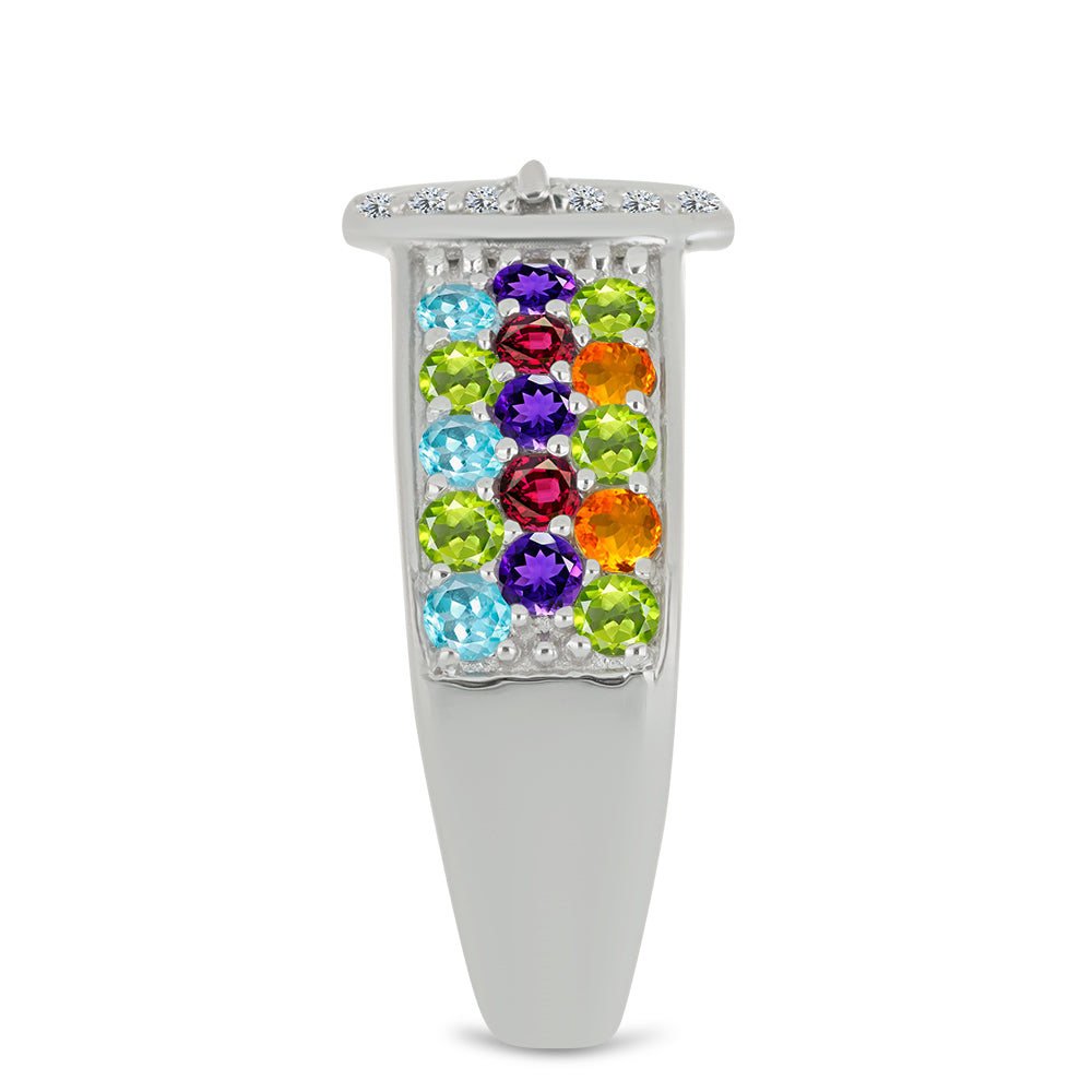 Anillo de Plata con Amatista de Marruecos y Peridoto de Changbai