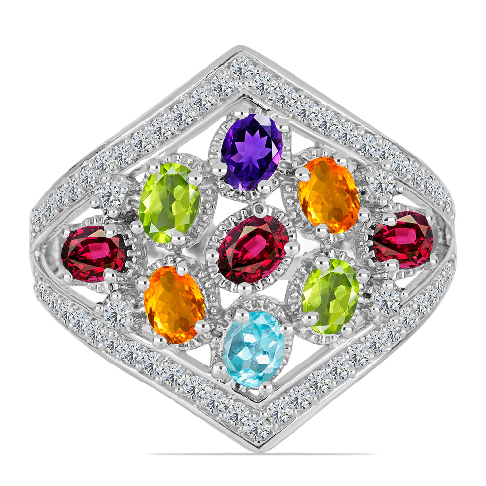 Anillo de Plata con Amatista de Marruecos y Peridoto de Changbai 1 
