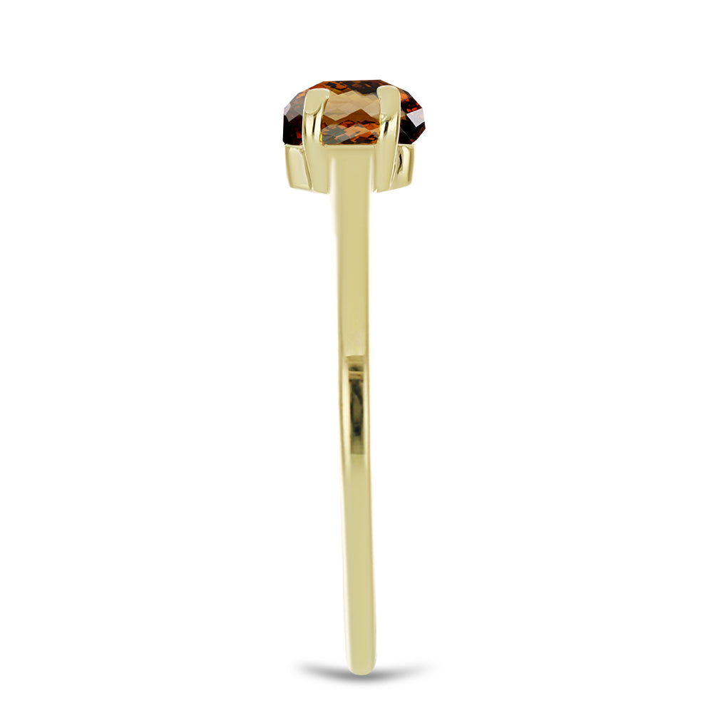 Anillo de Plata Bañada en Oro con Cuarzo Coñac 4 