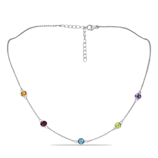 Collar de Plata con Amatista de Marruecos y Peridoto de Changbai
