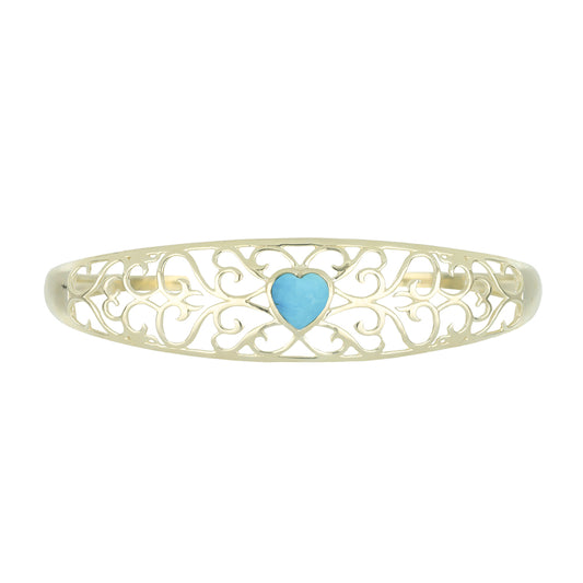 Brazalete de Plata Bañada en Oro con Turquesa Bella Durmiente