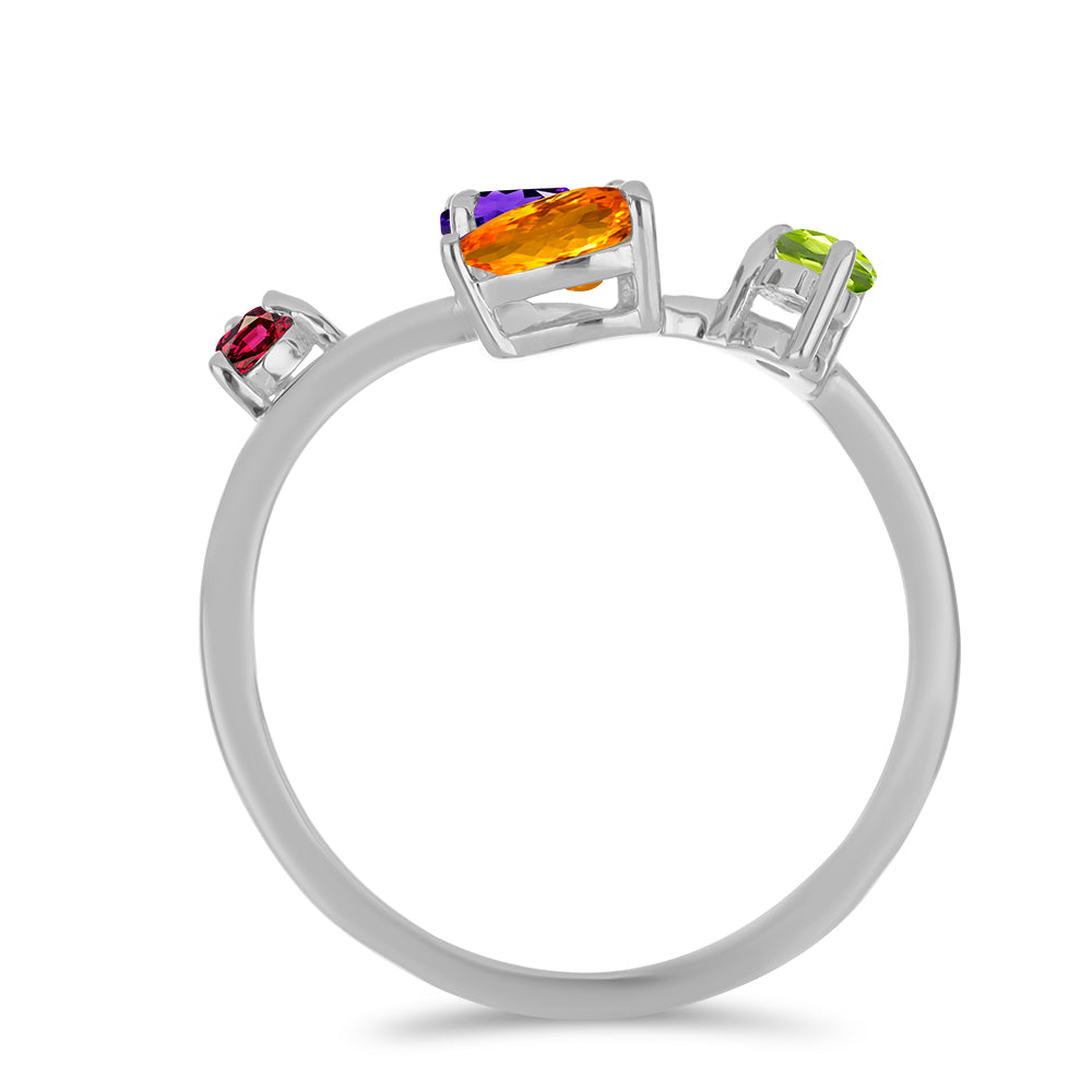 Anillo de Plata con Amatista de Marruecos y Citrino de Río del Oro 2 