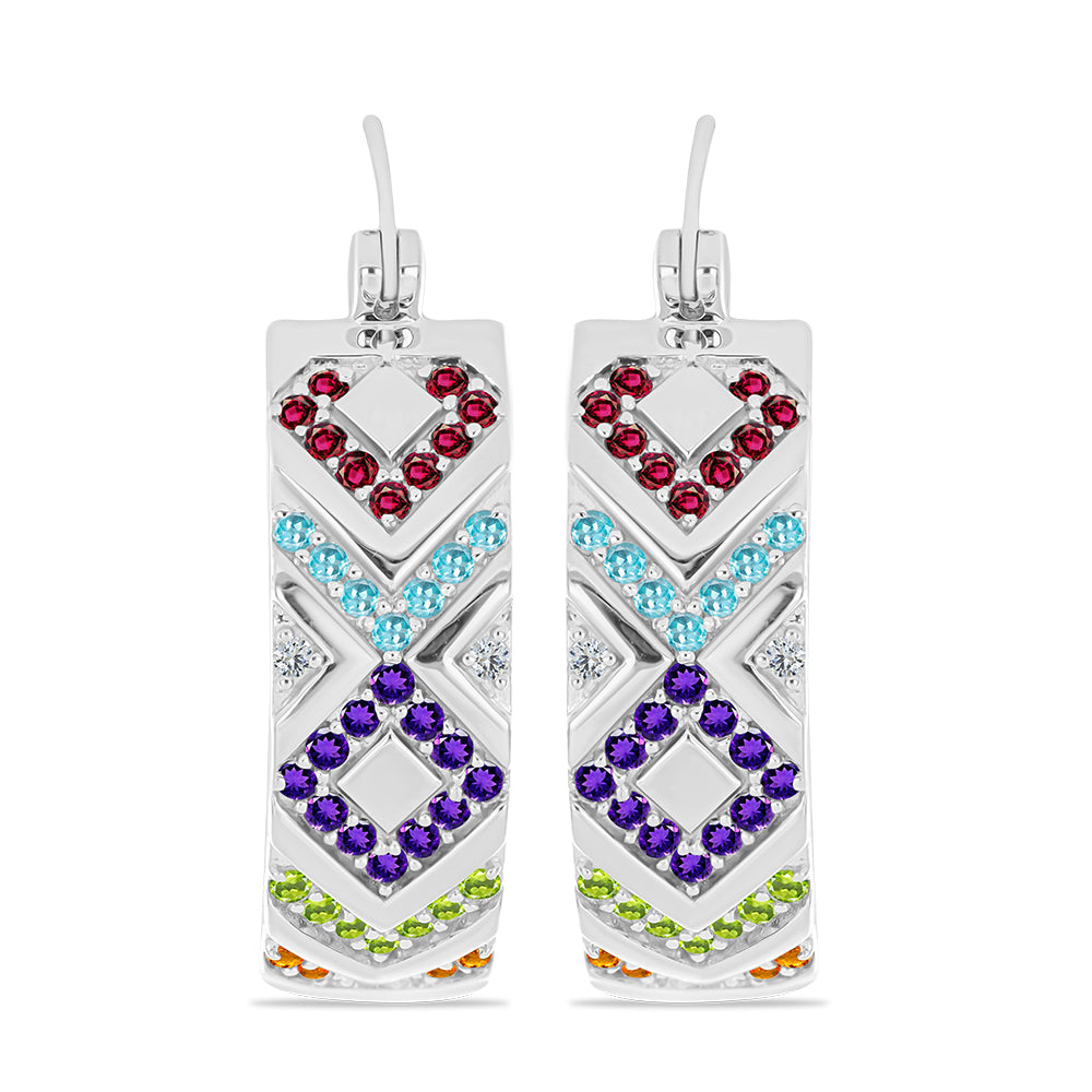 Pendientes de Plata con Amatista de Marruecos y Peridoto de Changbai 1 
